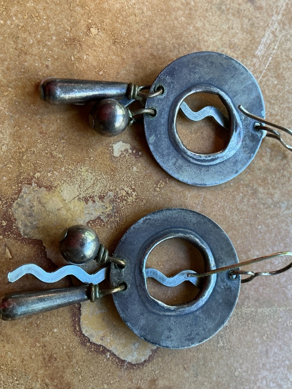Handmade  Brutalist artisan earrings. Lochlin Smith - Picture 3 of 5
